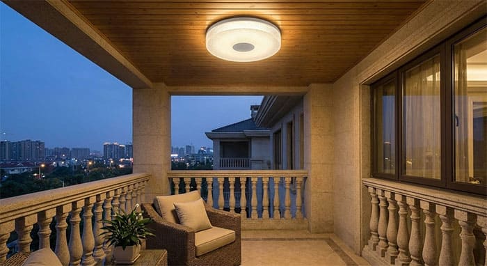 Đèn ốp trần ban công có mái che kín dùng chuẩn IP54