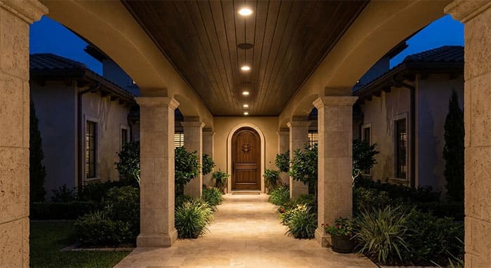 Đèn ốp trần hành lang ngoài trời biệt thự sang trọng