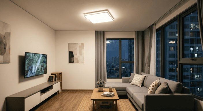 Đèn ốp trần phòng khách hiện đại