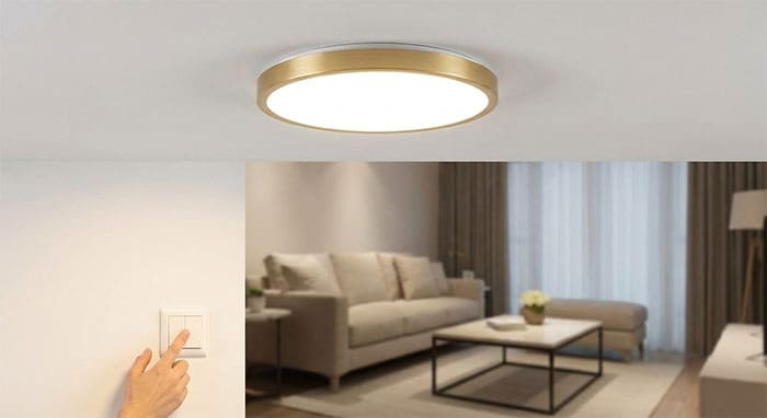 Đèn ốp trần sau khi lắp đặt hoàn thiện sáng đẹp và sang trọng