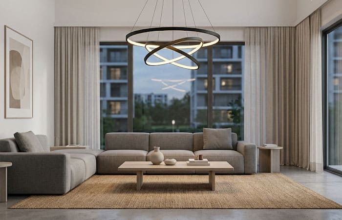 Đèn thả 3 vòng LED lồng vào nhau cho phòng khách