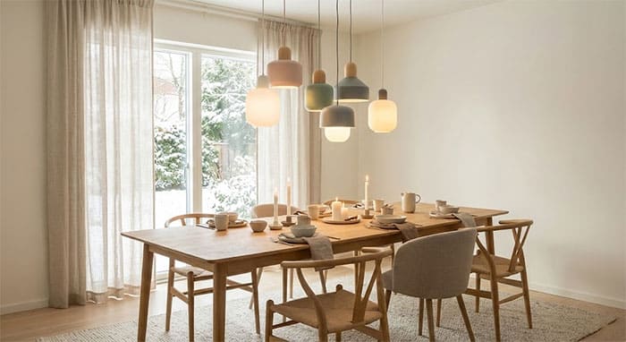Đèn thả bàn ăn phong cách Bắc Âu tạo không gian ấm cúng