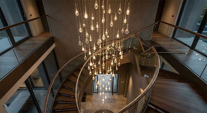 Đèn thả cầu thang hiện đại dạng hạt nước thả rơi ngẫu nhiên