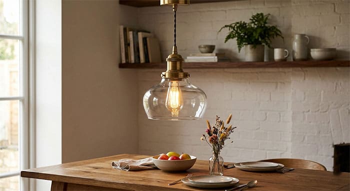 Đèn thả chao thủy tinh đui đồng cao cấp