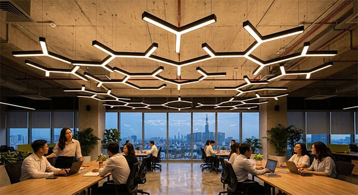 Đèn thả hình học LED chữ Y nối mạng lưới