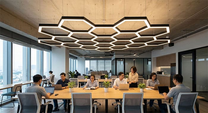 Đèn thả LED lục giác ghép tổ ong cho văn phòng