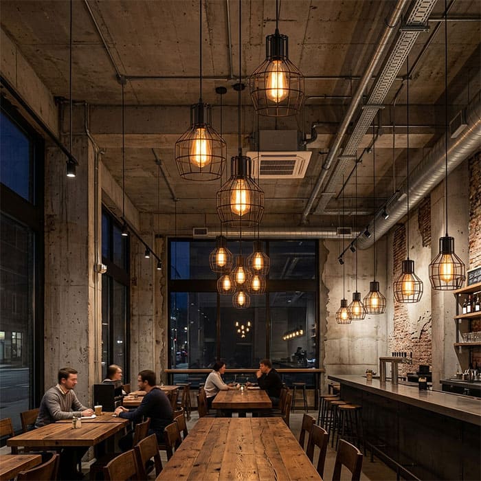 Đèn thả quán cafe phong cách Industrial