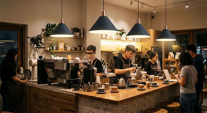 Đèn thả quầy bar quán cafe thiết kế chống chói hiệu quả