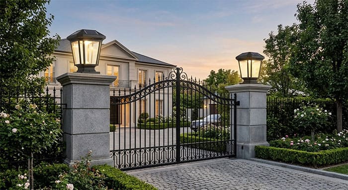 Đèn trụ cổng năng lượng mặt trời size lớn 40cm cho biệt thự