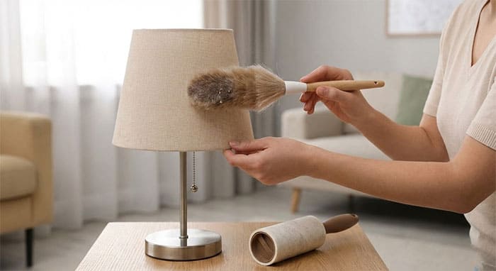 Hướng dẫn vệ sinh chao đèn vải bằng dụng cụ chuyên dụng