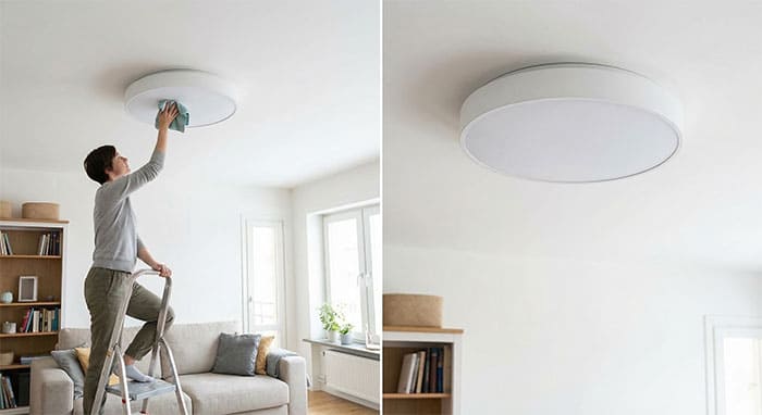 Hướng dẫn vệ sinh đèn ốp trần hiện đại bằng khăn ẩm