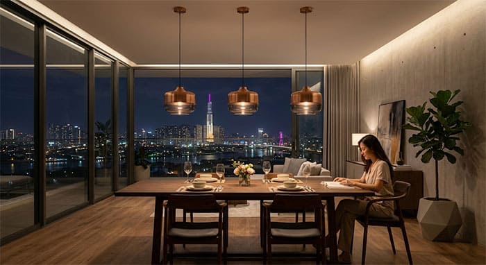 Khoảng cách treo đèn thả bàn ăn