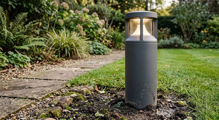 Khung vỏ đèn trụ dẫn lối sân vườn được đúc từ hợp kim nhôm nguyên khối chống rỉ sét