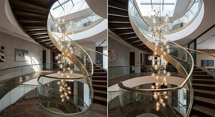 Kích thước đèn thả cầu thang xoắn ốc hợp lý