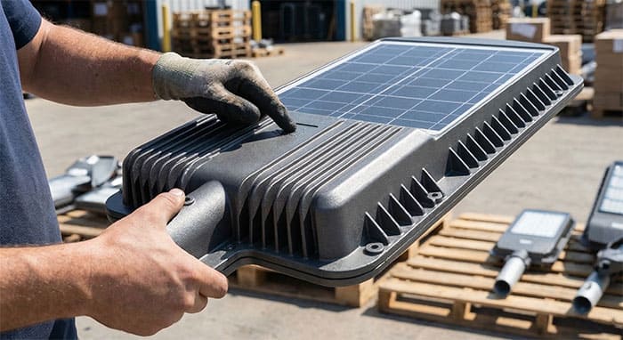 Kiểm tra chất liệu vỏ đèn bằng cách gõ và cảm nhận trọng lượng