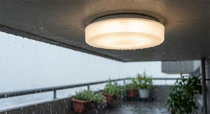 Mẫu đèn ốp trần ban công IP65 chịu được mưa tạt và chống côn trùng