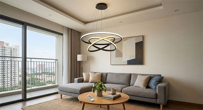 Mẫu đèn thả LED 3 chế độ màu tùy chỉnh bằng remote