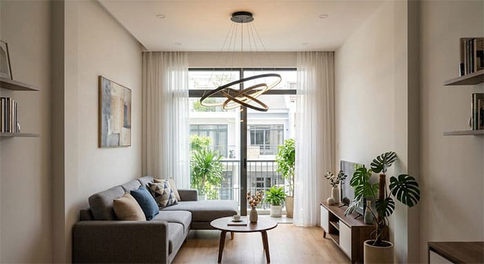 Mẫu đèn thả vòng LED hiện đại cho không gian nhỏ