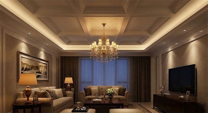 Nguyên lý chiếu sáng phân lớp trong nội thất với đèn âm trần và đèn chùm