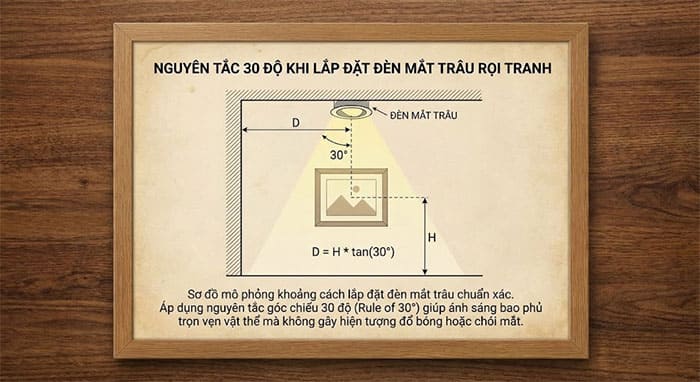 Nguyên tắc 30 độ khi lắp đặt đèn mắt trâu rọi tranh