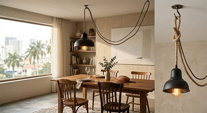 Phong cách Swag Pendant sử dụng móc treo rời dời tâm đèn