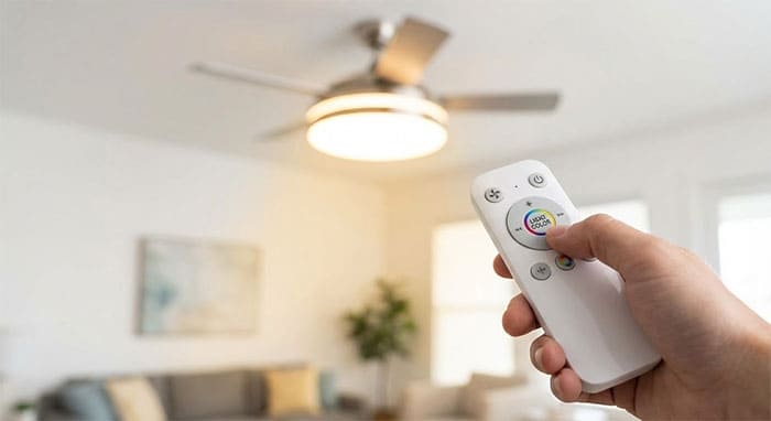 Remote điều khiển quạt trần với nút bấm đổi màu ánh sáng riêng biệt
