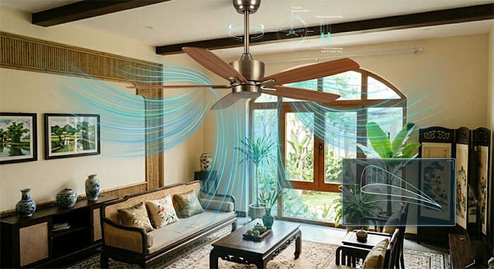 Sơ đồ mô phỏng nguyên lý khí động học và độ cân bằng của quạt trần 5 cánh