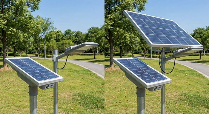 So sánh kích thước tấm pin thu năng lượng của hai loại đèn