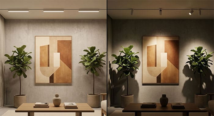 Sự khác biệt giữa ánh sáng tản quang và ánh sáng rọi điểm góc hẹp