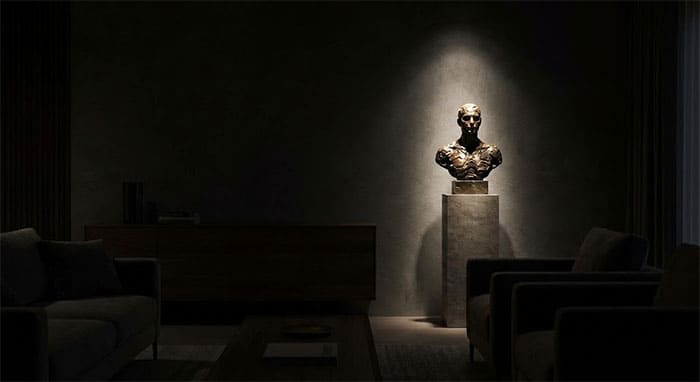 Tạo điểm nhấn ánh sáng phòng khách bằng cách lấy bóng tối làm nền