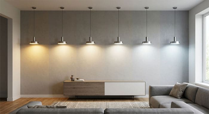 Thang đo nhiệt độ màu Kelvin từ ánh sáng vàng đến ánh sáng trắng