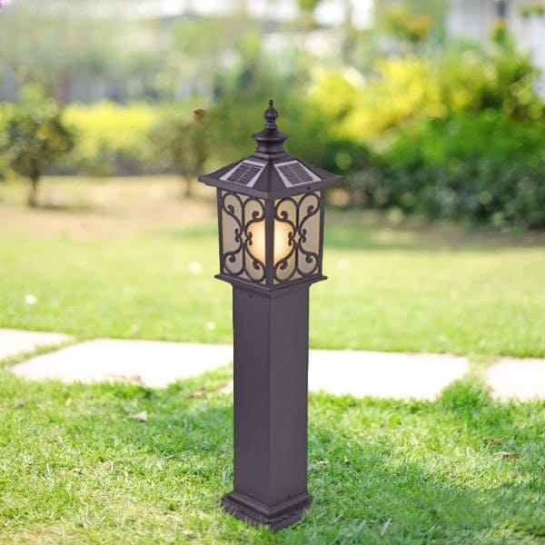 Trẻ em và thú cưng vui chơi an toàn bên cạnh đèn sân vườn năng lượng mặt trời