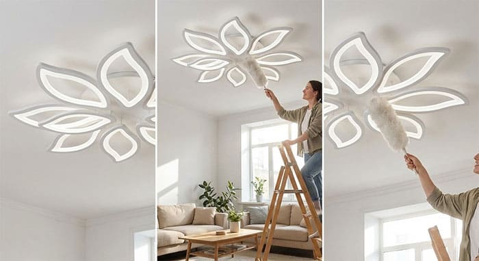 Vệ sinh bảo dưỡng đèn ốp trần hình cánh hoa 3D