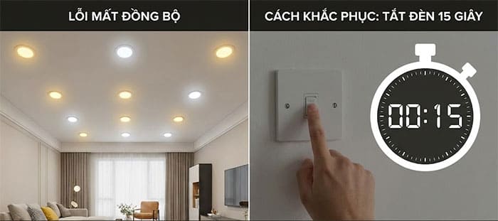 Xử lý lỗi mất đồng bộ đèn LED âm trần 3 màu