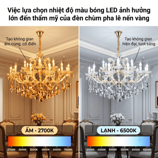 đèn chùm nến màu trà