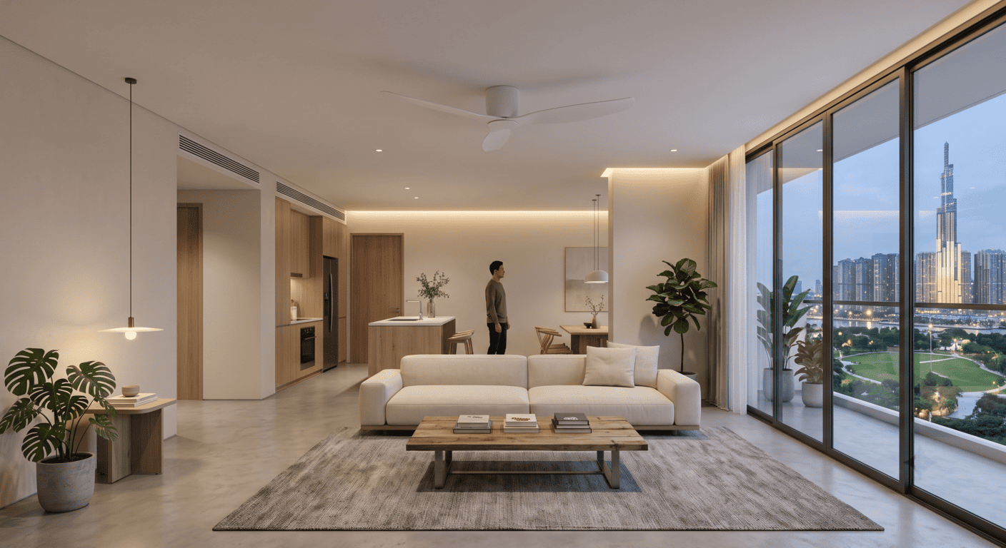 quạt trần chung cư trần thấp