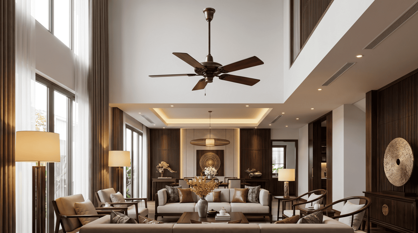kinh nghiệm lắp quạt trần 5 cánh cổ điển