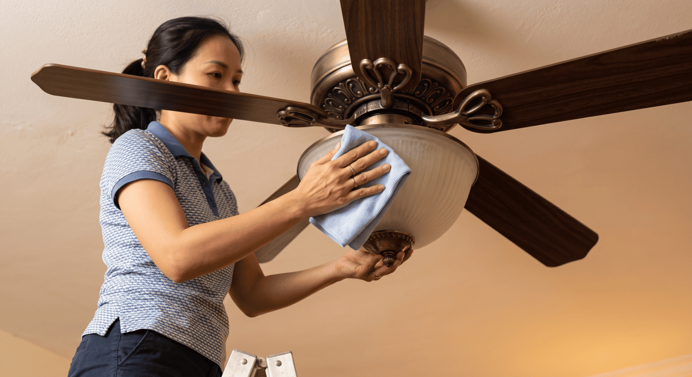 vệ sinh quạt trần có đèn