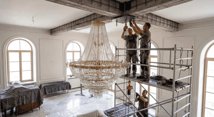 lắp đặt chùm pha lê