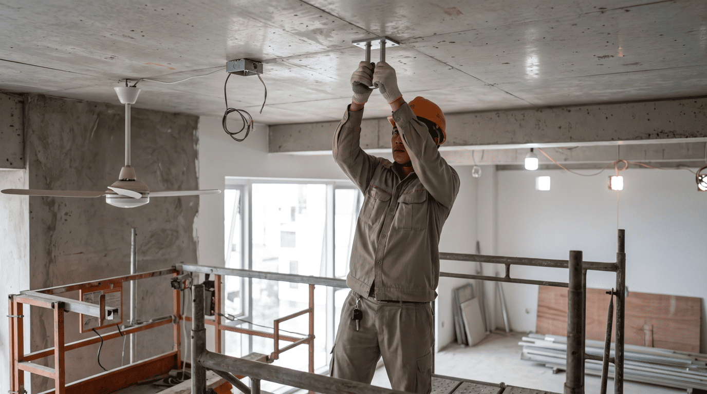 an toàn lắp đặt quạt trần 5 cánh
