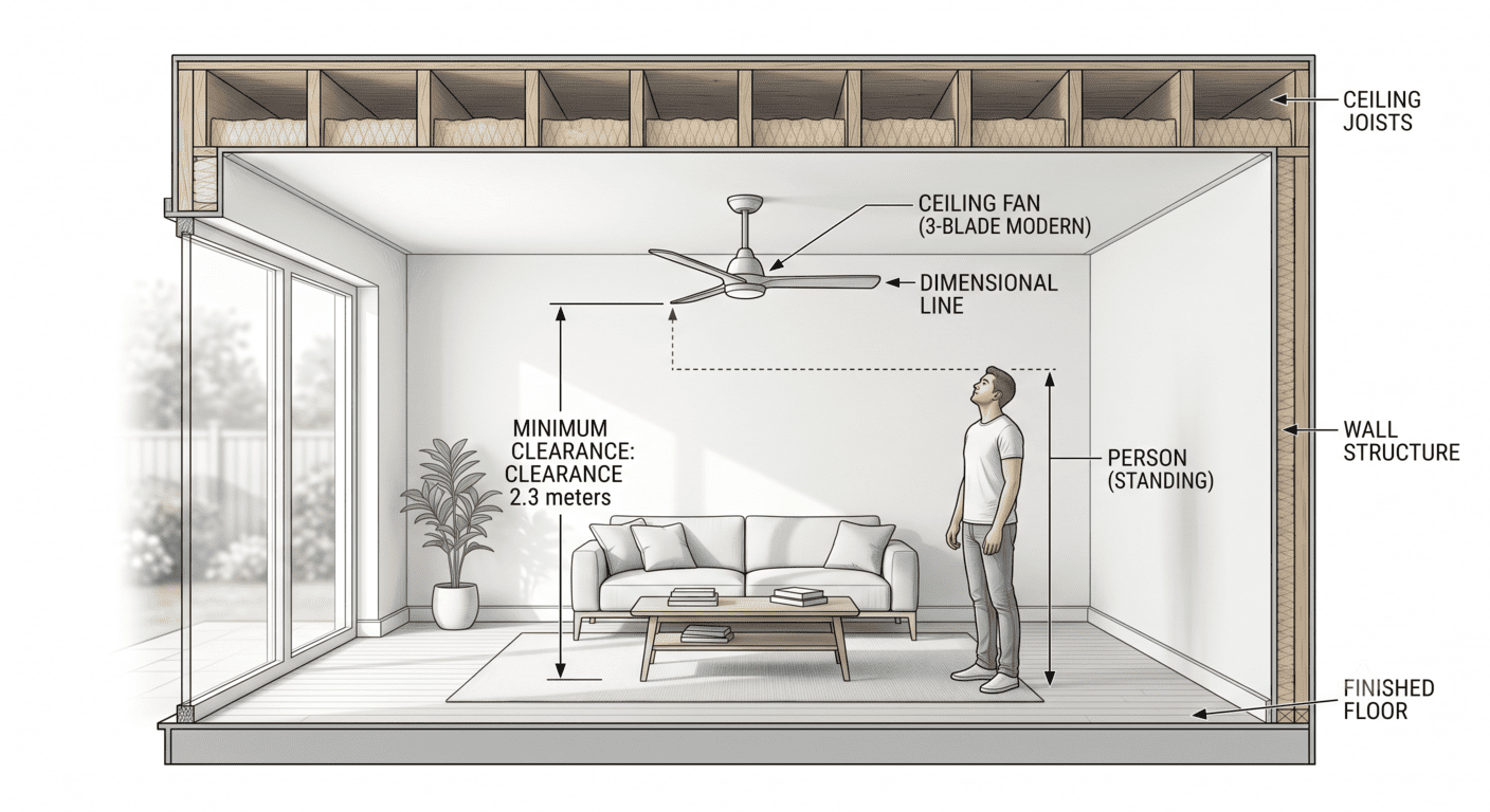 chiều cao tối thiểu lắp quạt trần