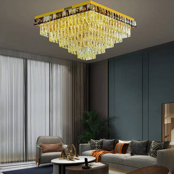 Đèn mâm pha lê ốp trần tạo vẻ đẹp sang trọng cho chung cư