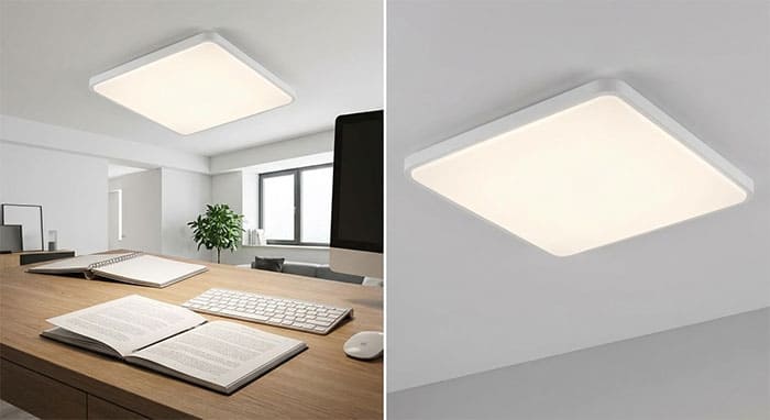 Ánh sáng từ đèn mặt mica phẳng tản quang đều, không gây đổ bóng trên sách vở và bàn phím máy tính