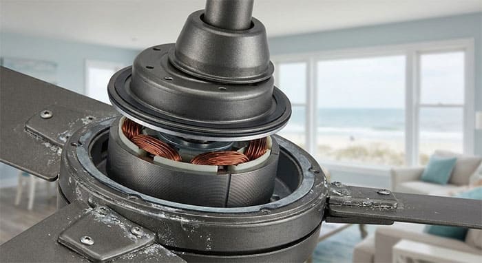 Cấu tạo động cơ DC kín khít giúp bảo vệ linh kiện khỏi hơi muối mặn