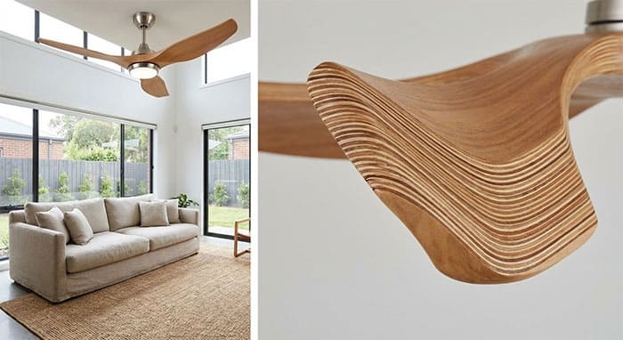 Cấu tạo nhiều lớp của cánh quạt gỗ Plywood giúp chống cong vênh và tạo hình khí động học