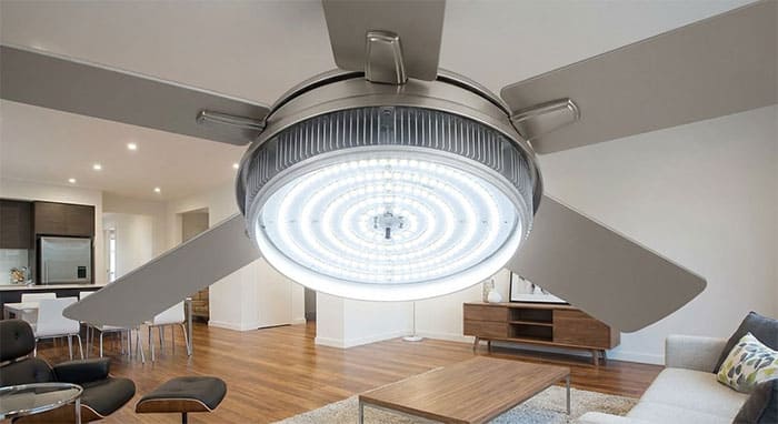 Cấu tạo vỉ đèn LED tích hợp công suất lớn bên trong quạt trần 5 cánh