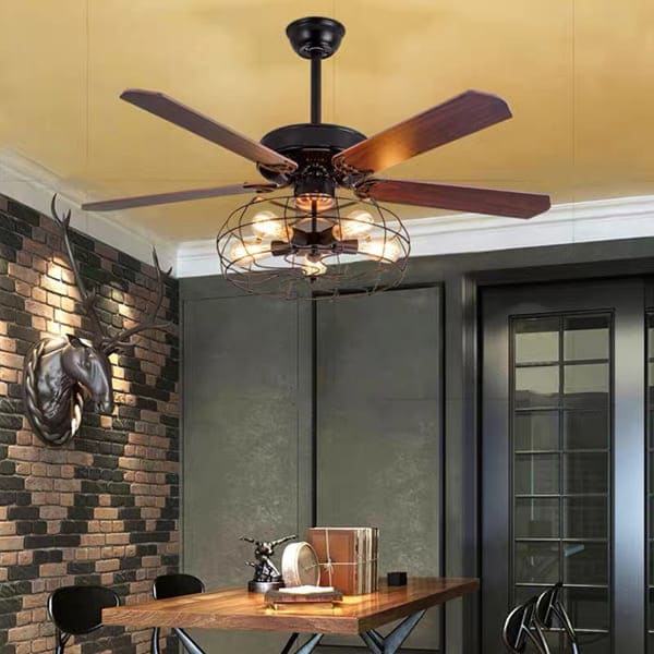 Quạt trần cánh gỗ đèn chùm - Xu hướng trang trí nội thất hiện đại