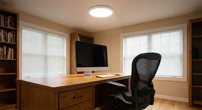 Tuyệt đối tránh lắp đèn chiếu sáng ngay phía sau lưng ghế ngồi làm việc để tránh hiện tượng sấp bóng