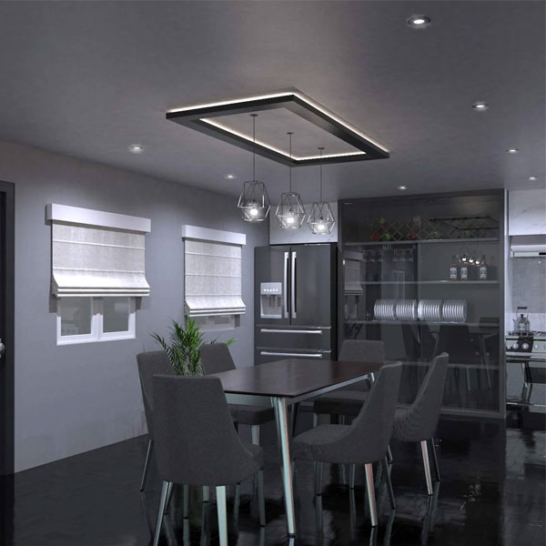 Ý tưởng trang trí phòng ăn bằng đèn LED âm trần độc đáo